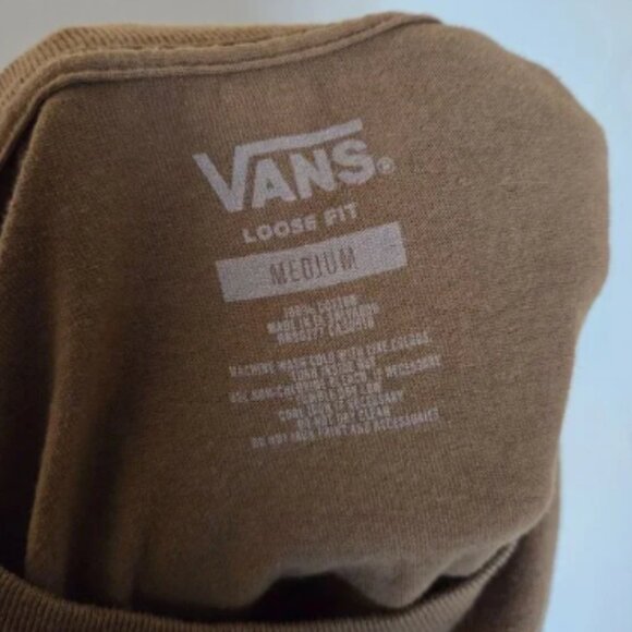 Vans Checker Icon Loose Fit Crew T-Shirt Brown Size Men's M Short Sleeves Cotton - Picture 2 of 4